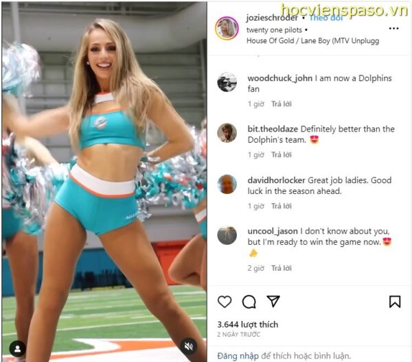 Dolphins Cheerleader stunning video - shared by Jozie Schroder on her Instagram